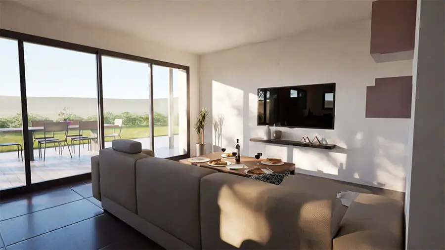 Vue intérieur du salon d'une maison contemporaine